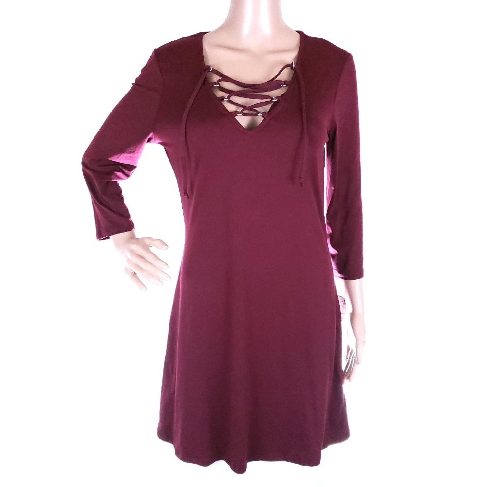 BeBop Women Dress Drawstring Neck Long Sleeves Size L - NWT